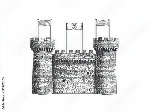 A simple castle with flags ...