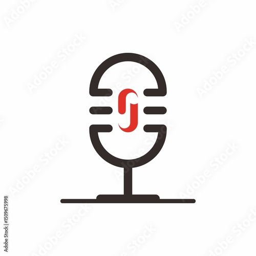 Fényképezés Logo podcast ralph jaspers modern flat symmetric microphone shape sketch