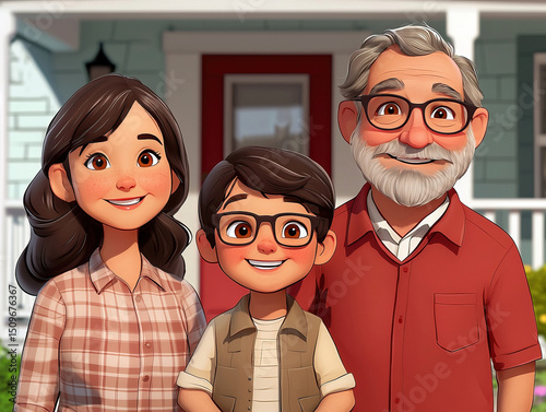 A depiction of a family sta...