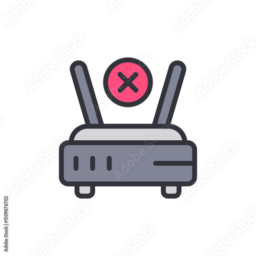 Router With Cross Symbol Illustrating Connection Problem On Transparent Background