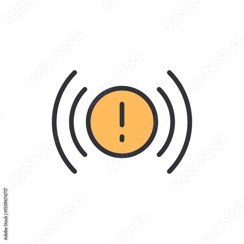 Cautionary Notification Icon Featuring Exclamation Mark And Signal Waves