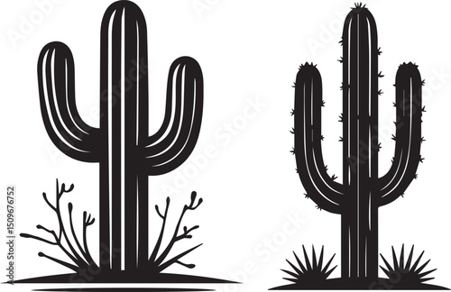 Cactus tree silhouette vector design 