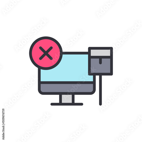 Malfunctioning Computer Symbolizing System Error Or Connectivity Issues
