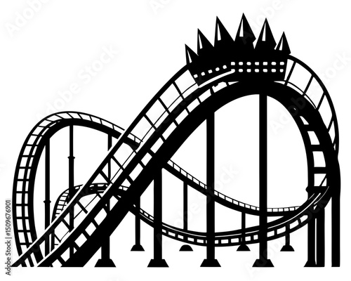 Roller Coaster Silhouette Vector & Amusement Park Ride SVG Clipart