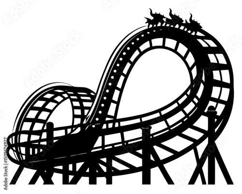 Roller Coaster Silhouette Vector & Amusement Park Ride SVG Clipart