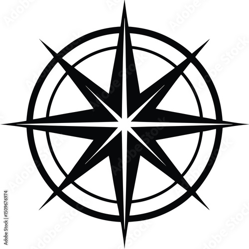 Clean compass rose icon flat design iso compliant