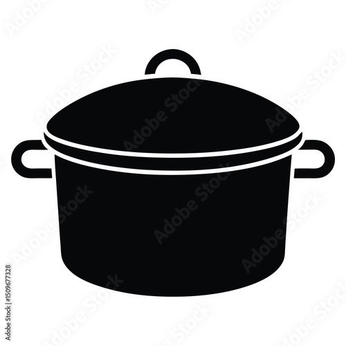 Cooking pot icon silhouette single icon design for white background
