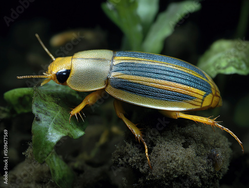 Diving beetle (Cybister) in...