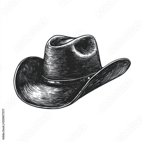 Cowboy Hat Silhouette, Blac...