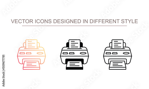 Printer and Scanner icon design with white background stock illustration