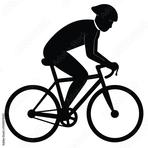 Simple flat vector silhouette of a cyclist