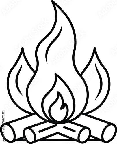 Simple campfire drawing for American celebration