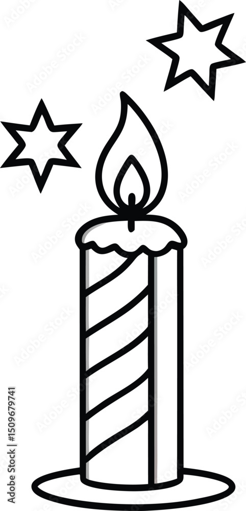 Fototapeta premium Line art candle with flame for national holiday