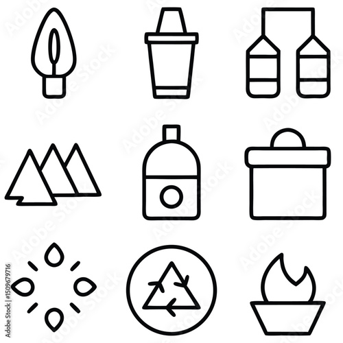 Thirty eco friendly product icons diverse angles