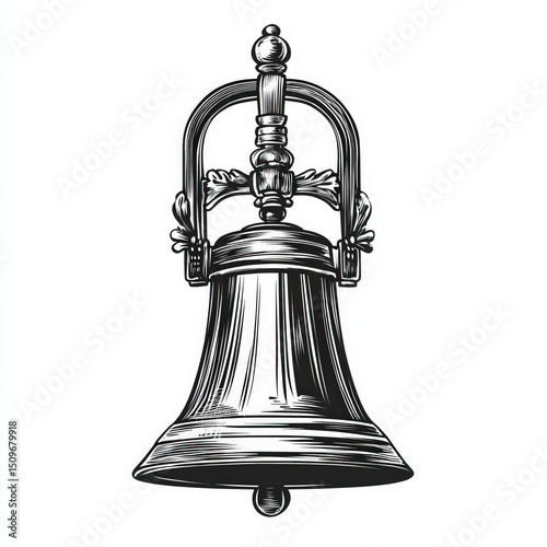 bell silhouette , black and white illustration isolated on white background