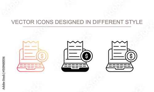 Invoice Generation icon design with white background stock illustration