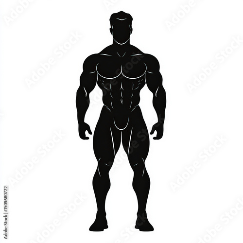 muscle man silhouette , bla...