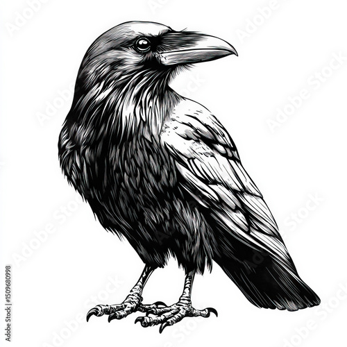 raven silhouette , black an...