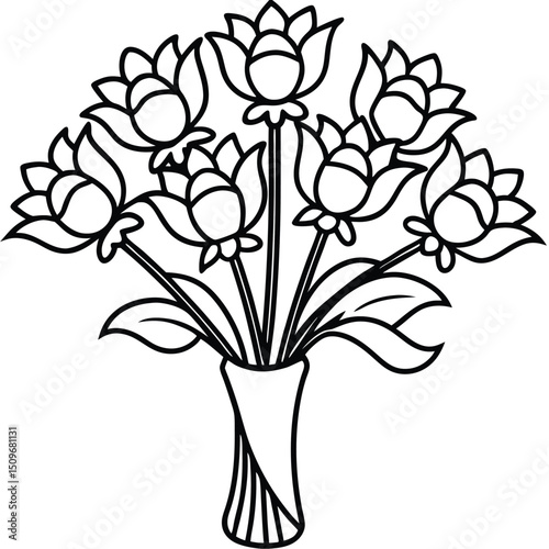 Colorful flower bouquet coloring page design