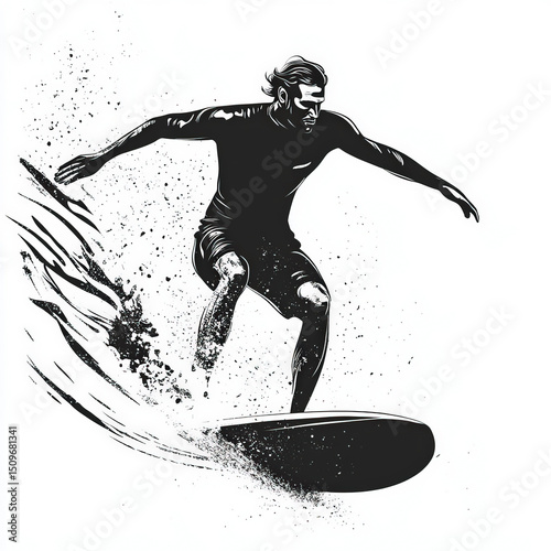 surfer silhouette , black a...