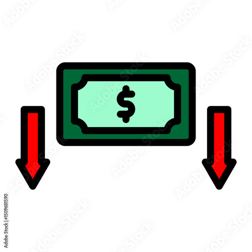 Money Loss Vector Filled Icon Design