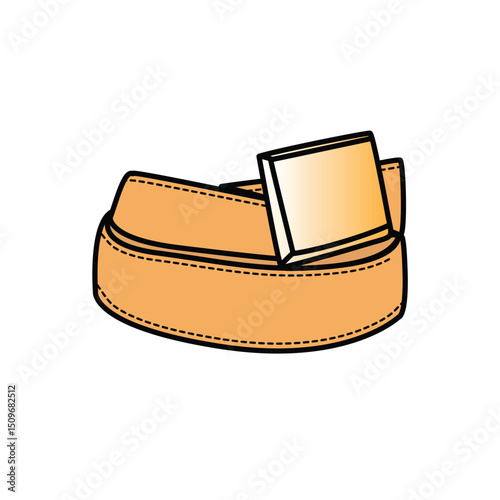 Leather ratchet belts technical flat design vector mockup template.