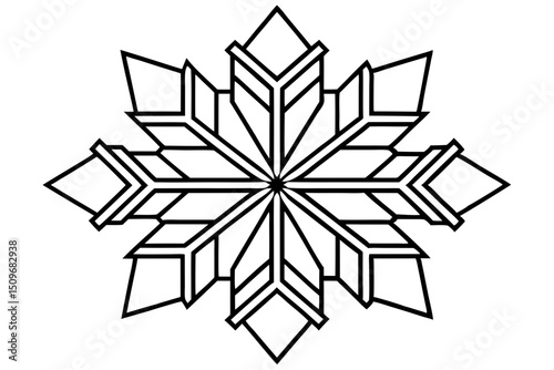 Geometric snowflake design simple winter celebration symbol outline decoration