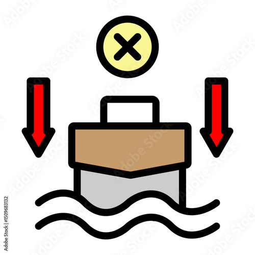 Sinking Vector Filled Icon Design