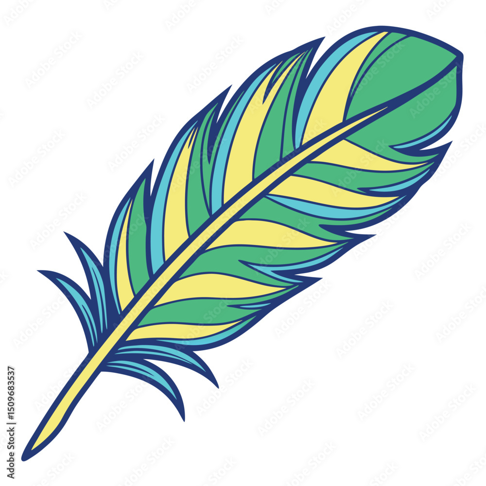 Fototapeta premium Detailed illustration of a colorful macaw feather