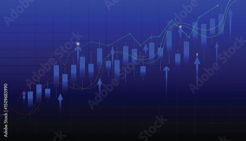 Illustration of candle stick business graph chart. growth stock market investment trading graph. abstract vector design.