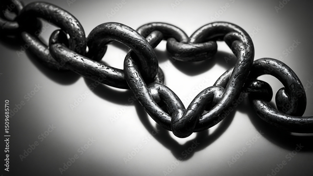 Obraz premium Heart Shaped Chain A Symbol of Love, Bondage, and Strength