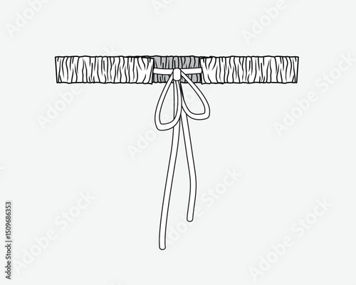 Drawstring belts technical flat sketch vector mockup illustration.