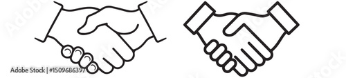 Two lineart handshakes symbolize agreements deals or partnerships