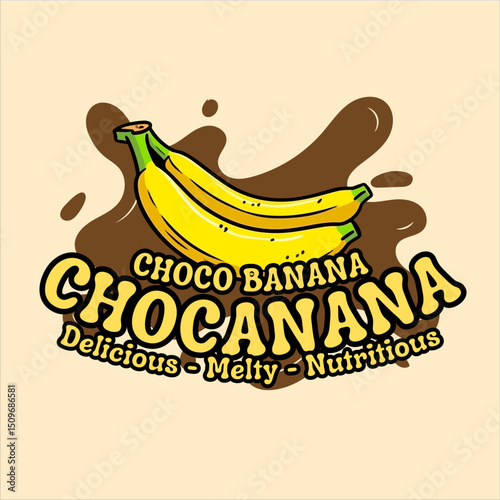 Bold and tasty choco-banana logo ideal for food and snack labels