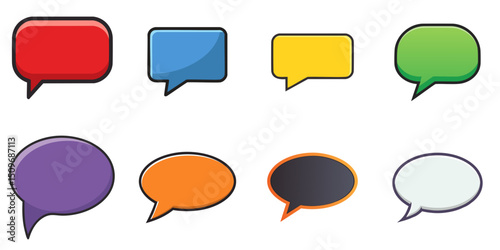 Multiple vector illustrations speech bubbles, outlines