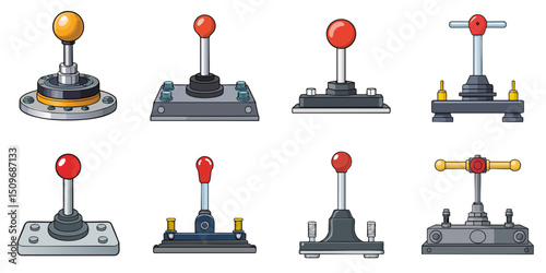 Multiple vector illustration levers, outlines