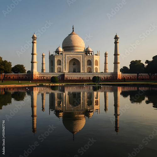 Reflection of building tajmahal in lake