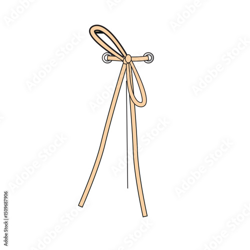 Shoestring belt technical flat drawing vector mockup template.
