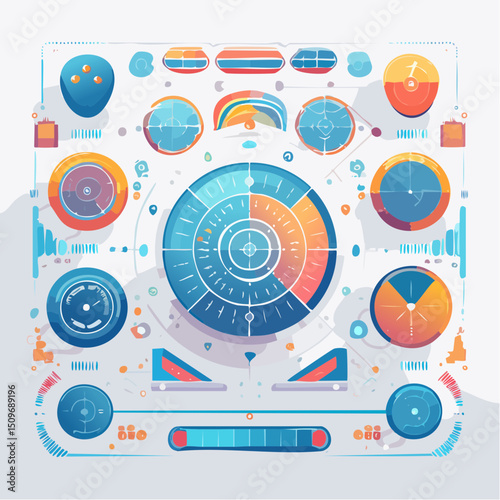 A futuristic UI set of control panel elements in vector style—perfect for overlays, HUDs, or tech art.