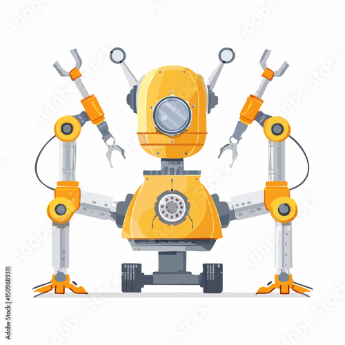 Detailed robotic parts drawn in vector style—ideal for building custom bots or sci-fi characters.
