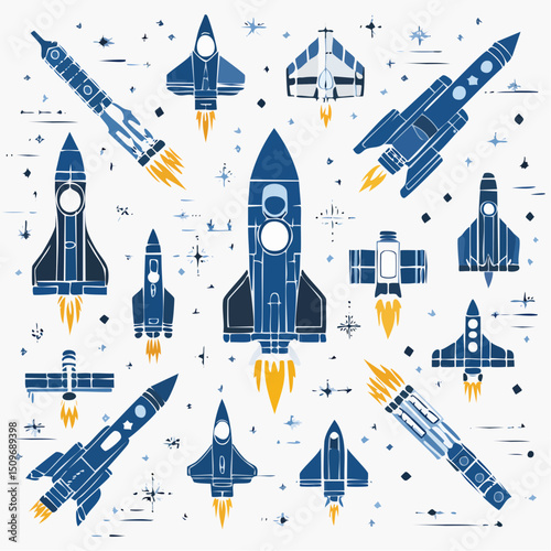 An iconic collection of futuristic spaceship designs, great for gaming, branding, or poster use.