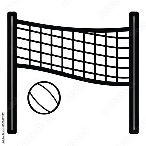 Simple flat volleyball net silhouette vector design
