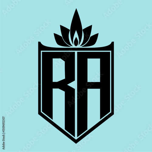 RA Logo with Elegant Crown Symbol and Shield