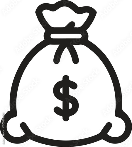 Money sack illustration clipart vector elements silhouette isolated in white background and Money bag icon Flat line illustration