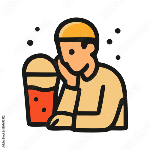 Fasting man icon suitable for religious and spiritual concepts, prayer practices, Islamic, Muslim and faithbased designs, meditation illustrations.