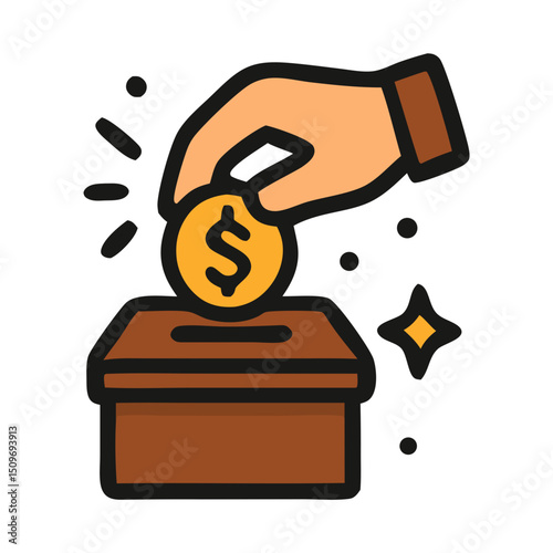 Donation icon, suitable for religious and spiritual concepts, prayer practices, Islamic, Muslim and faithbased designs, meditation illustrations.