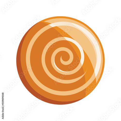 Glossy Spiral Caramel Candy on White Background