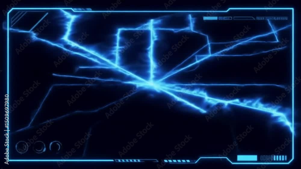 Futuristic interface with glowing blue lines and shapes on a dark background Futuristic interface with glowing blue lines and shapes on a dark background