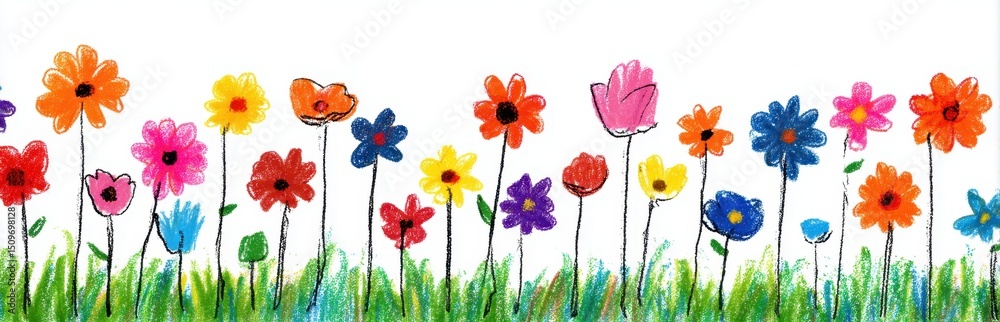 Obraz premium Colorful wildflowers illustration on white background
