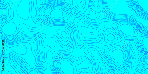 Geographic blue and cyan color abstract grid contour line style mountain topography pattern background, detailed contour topographic landscape terrain texture map of abstract vector background.